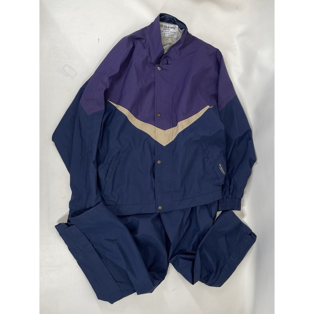Tourney Goretex Waterproof Windproof Tracksuit Set Mens Size L Blue Purple‎ VTG